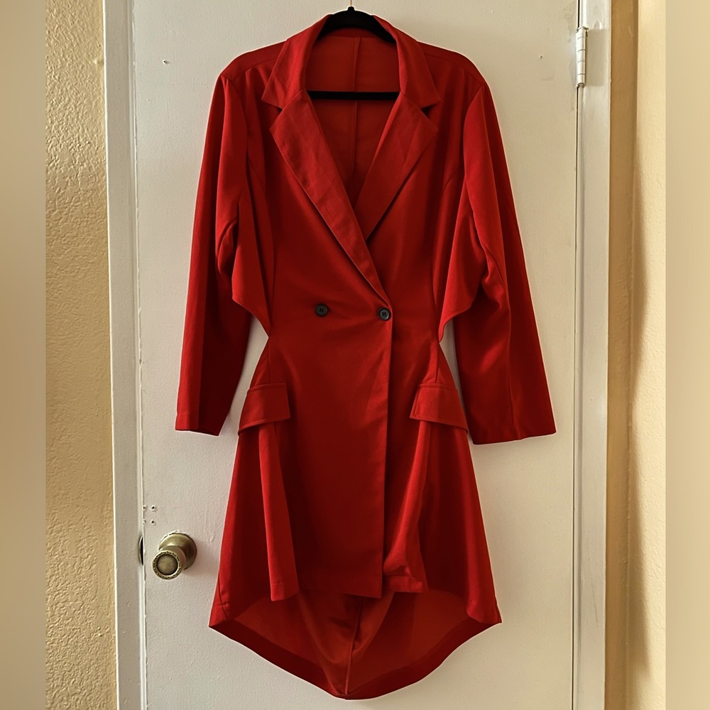 SHEIN Red Cut-out Blazer Mini Dress